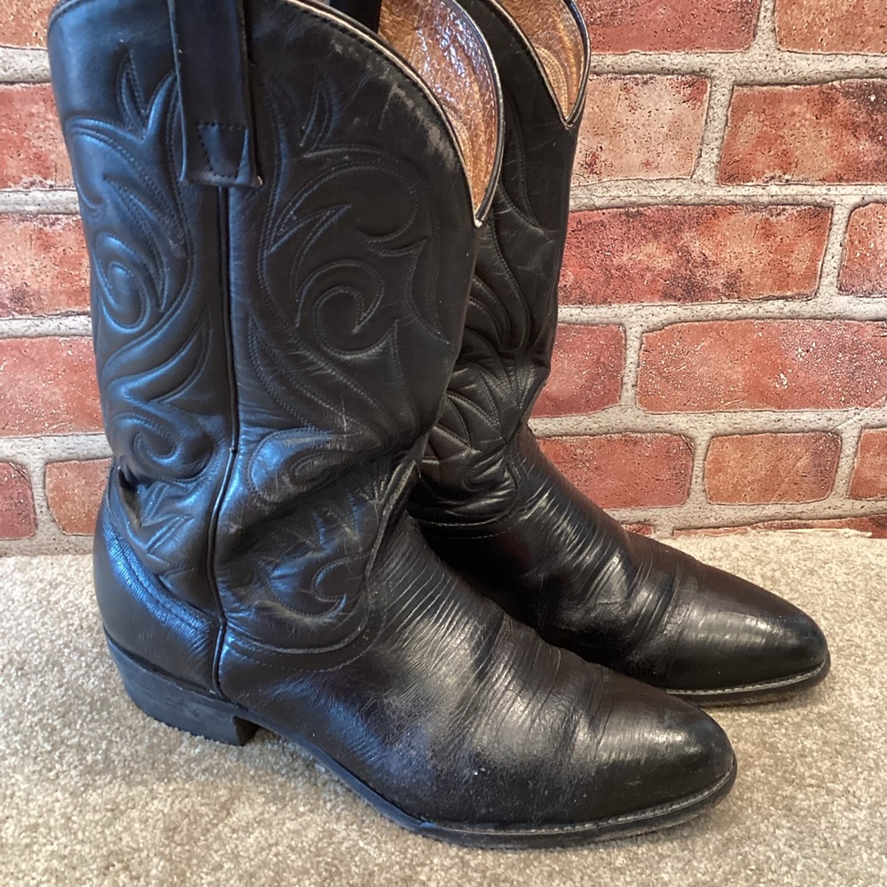 Palomino Boots Men’s black lizard cowboy boots size 11